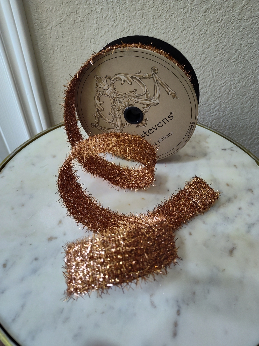 D. STEVENS Copper Metallic Tinsel Ribbon 1.5" x 10 Yards Luxury Designer Ribbon